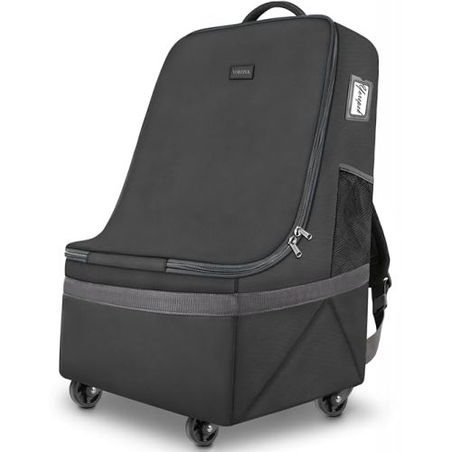 YOREPEK Car Seat Travel Bag with Wheels, Padded Car Seat Backpack, Large Carseat Travel Bag for Airplane, Gate Check Bag, Car Seat Travel Cover with Shoulder Strap, Car Seat Carrier for Airport