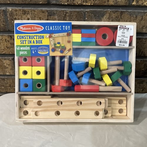 Melissa & Doug Wooden Construction Building Set in a Box (48 pcs) - Brand New!