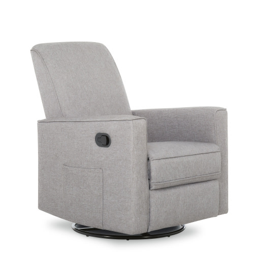 Evolur Raleigh Glider Recliner Light Grey with High Backrest Support, Durable Polyester Fabric