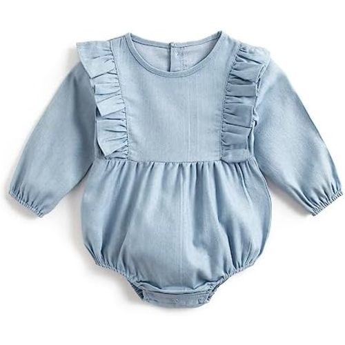 Simplee kids Baby Infant Girls Cotton Long Sleeve Summer Ruffle Romper 3-24 Months