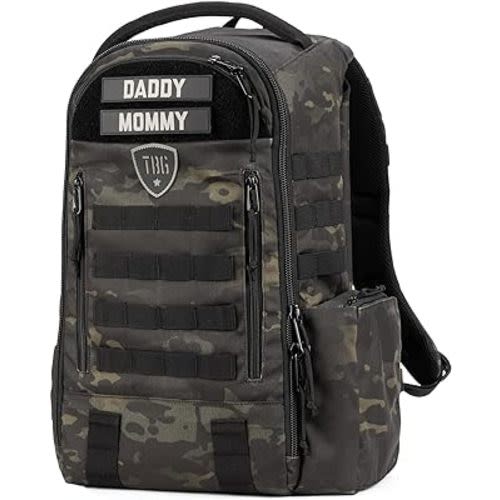 TBG - Mens Tactical Diaper Bag Backpack w/Built-in Changing Mat, Stroller Strap (Multicam Black 4th Gen)