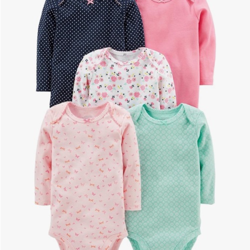 Simple Joys by Carter's Baby Girls' Long-Sleeve Bodysuit, Pack of 5