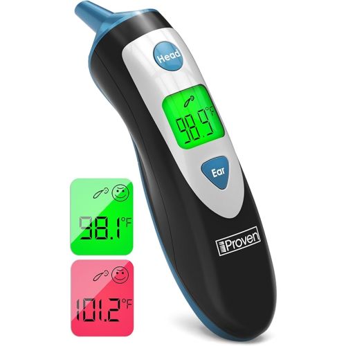 iProven Digital Ear Thermometer for Adults, Kids and Babies |Accurate, Fast & Easy to Use| Ear and Forehead Mode, Fever Detection, 1-Second Reading, 20 Memory, Backlit Display