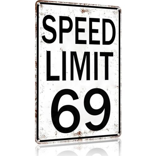 Boys Gifts Retro Tin Sign No Speed Limit Sign for Boys Room Man Cave Garage Bedroom Vintage Style Wall Art Decor 8 x 12 Inch (3096)