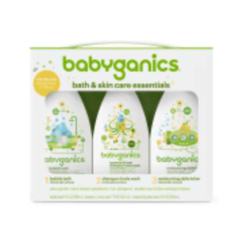 BabyGanics Bath & Skin Care Essentials, includes Bubble Bath, Shampoo + Body Wash and Moisturizing Daily Lotion