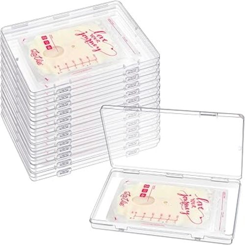 12 Pcs Clear Flat Breast Milk Freezer Storage Organizer, Space Saving Breastmilk Freezer Tray for Breastfeeding Bag Organization, Reusable Breastmilk Storage Containers, 7.48 x 5.11 x 0.67 in (12 Pcs)