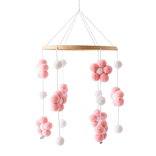 Baby Mobile for Crib - Modern Boho Baby Mobile - Nursery Mobile for Girl or Boy - Colourful Little Flower - Baby Crib Mobile for Boys Girls (Pink)