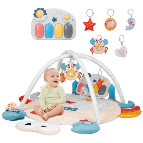 4-in-1 Baby Gym Play Mat Washable Activity Center w/ Musical and Sensory Toys