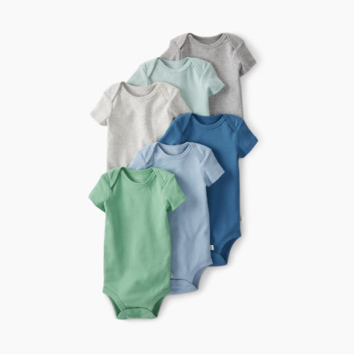 Carter's Little Planet Organic Cotton Bodysuits (6 Pack) - Green/Blue/Grey, 3M