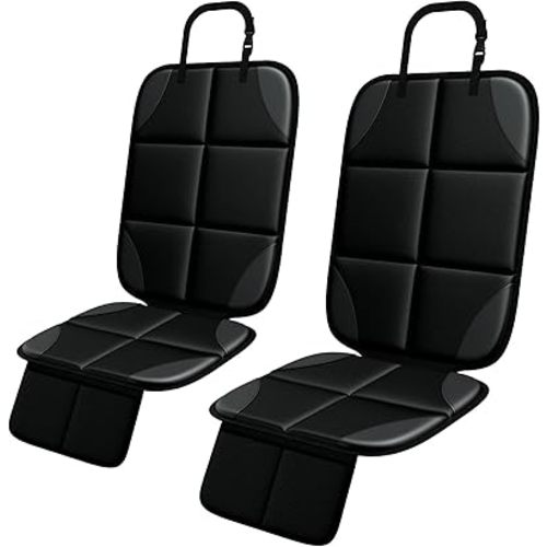 Car Seat Protector MHO+All 2 Pack Auto for Child Baby Car Seats - Large CarSeat Sit Savers Mat with Waterproof 600D Fabric & 2 Storage Pockets, Crash Test Approved