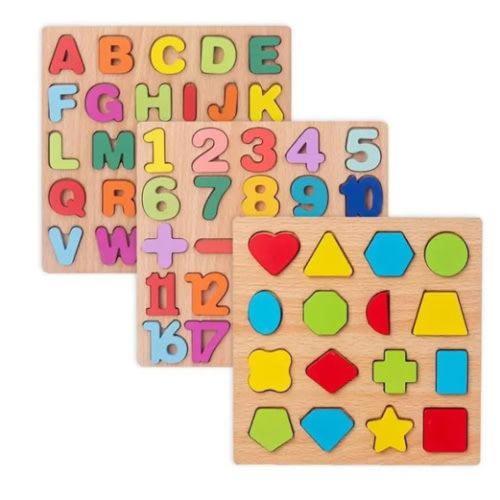 Wooden Board with Colorful Alphabet Number Kids Hand-Eye Coordination 3D Montessori Alphabet Puzzle Toy for Child, Montessori