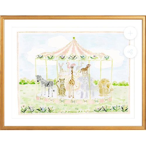 The "Merry-Go-Menagerie Pink Carousel" Fine Art Print