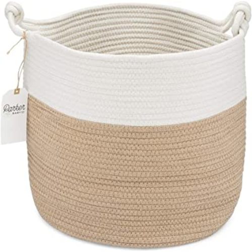 Parker Baby Nursery Storage Basket - Rope Storage Bin and Organizer for Laundry, Toys and Baby Blankets