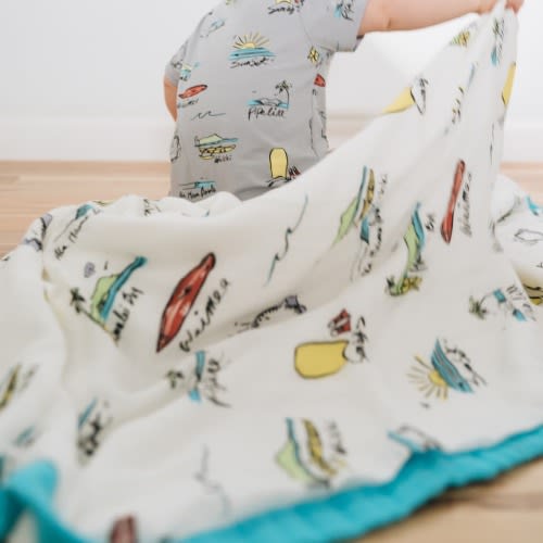 Surf Report Baby Quilt - Buttery-Soft Muslin - Coco Moon Hawaii
