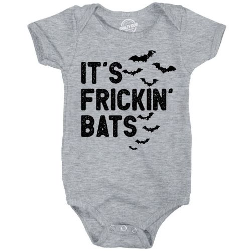 Its Frickin Bats Baby Bodysuit Funny Sarcastic Halloween Graphic Novelty Jumper For Infants - Crazy Dog Baby Bodysuit For Halloween Season Light