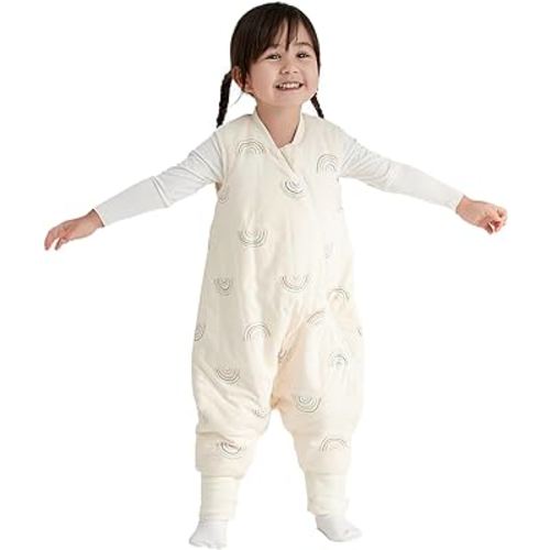 Duomiaomiao 2.5 TOG Toddler Sleep Sack 12-24 Months 100% Cotton Winter Side Open Zipper Baby Sleep Sack with Feet, Warm Toddler Wearable Blanket