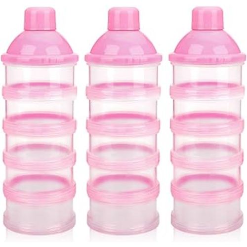 Accmor Formula Dispenser On The Go, 5 Compartments Stackable Formula Container for Travel, Baby Milk Powder Kids Snack Container, BPA Free