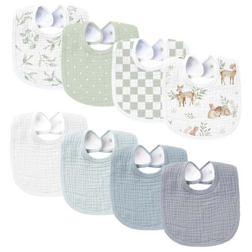 Muslin Baby Bibs 8 Pack Baby Bandana Drool Bibs Cotton for Unisex Boys and Girls, Soft Absorbent Set for Teething and Drooling