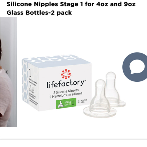 Silicone Nipples Stage 1 for 4oz and 9oz Glass Bottles-2 pack