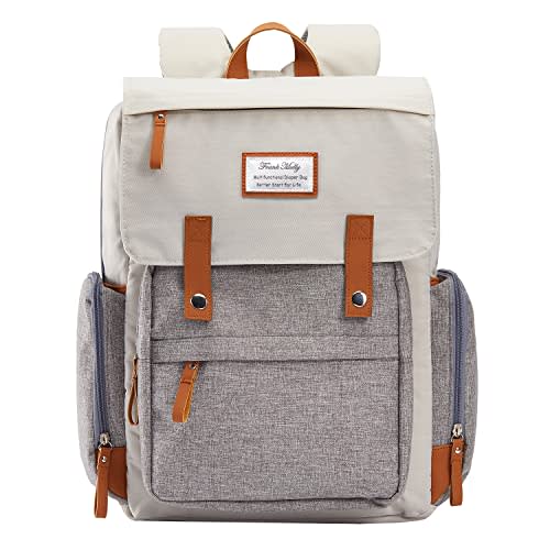 Frank Mully Diaper Bag Backpack Large Multifunction Travel Baby Bag for Mom Dad Cream White