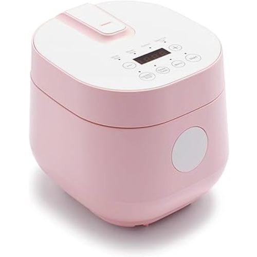 GreenLife PFAS-Free, 4-Cup Rice Oats and Grains Cooker, Healthy Ceramic Nonstick, Easy to Use Automatic Presets, Dishwasher Safe Parts, Pink