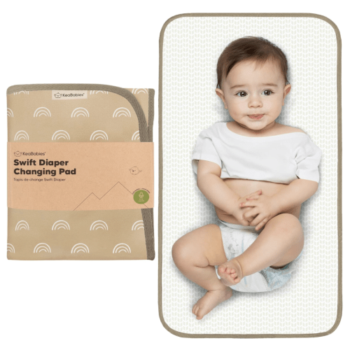 KeaBabies Portable Diaper Changing Pad, Easy Wipe Clean - Foldable Waterproof Baby Changing Mat for Diaper Bag, Compact, Lightweight, 25x13 Newborn, Infant, Baby Changer Travel Essential (Rainbow)
