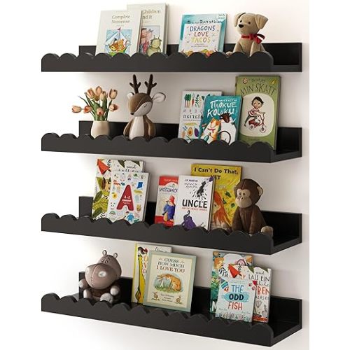 Shario Nursery Shelves (Black, 16.5 Inches)