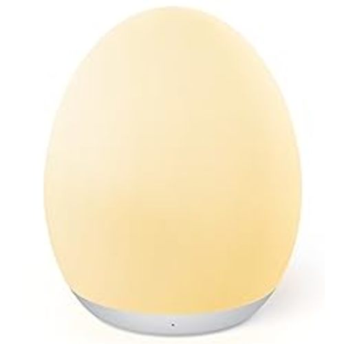 JolyWell Night Light for Kids, Egg Light with 8 Colors & Stepless Dimming, Touch Light with 1h Timer & Touch Control, Portable Baby Light for Nursery - White