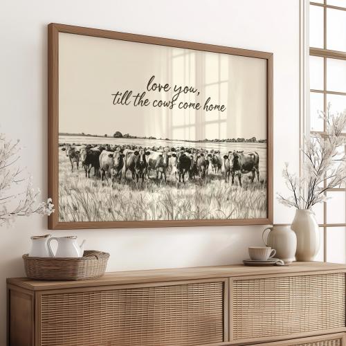 Cows Come Home Nursery Wall Art: Rustic Western Print (Digital Download)
