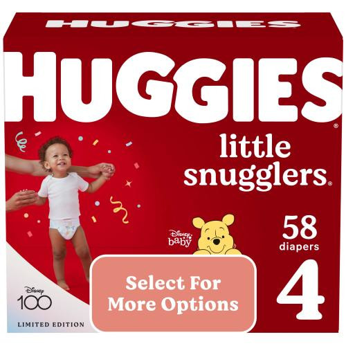 Huggies Little Snugglers Baby Diapers, Size 4, 58 Ct (Select for More Options)