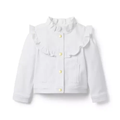 Girl White Denim Ruffle Jacket by Janie and Jack