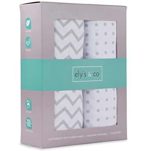 Crib Sheets Set 2 Pack - Baby Crib Sheets with 100% Jersey Cotton - Crib Sheets for Boys and Girls, Newborn Essentials (Crib, Grey)