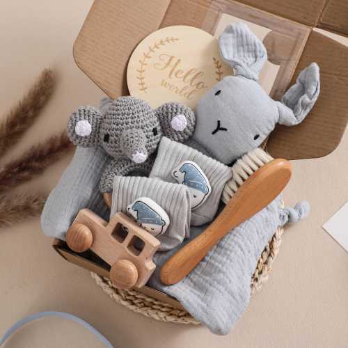 Personalized Baby Gift Basket Custom Newborn Shower Gift Box Pregnancy Gift Set Rattle Nursery Gift Box for New Parents Keepsake New Mom