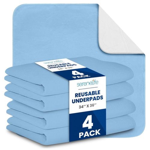 Serenelife Washable Underpads - Slunder3436, Super Absorbent, Leak-resistant, Matte Blue