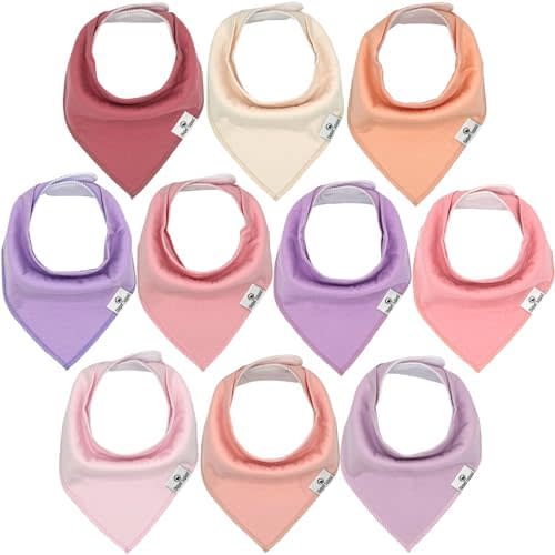 DiaperSquad's 10-Pack Baby Bibs for Drooling and Teething, Bibs for Boys, Baby Girl - Solid Cotton Baby Drool Bibs