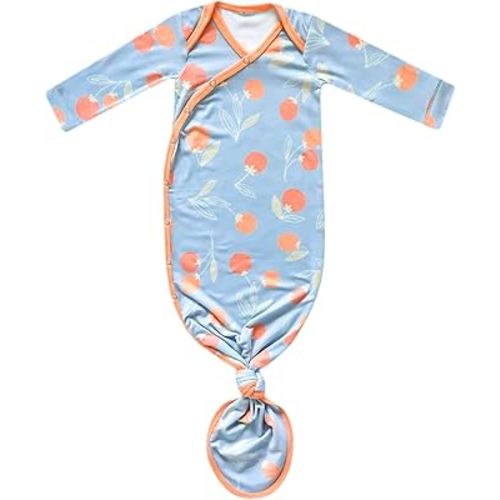 Copper Pearl Baby Gown - Knotted Newborn Sleepers for Baby Boy and Girl, Soft Stretchy Long Sleeve Infant Gowns with Bottom Tie and Hand Mittens, Perfect Hospital Coming Home Outfit (Clementine)