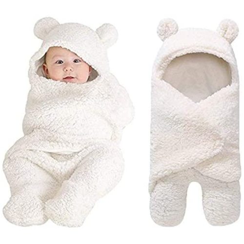 XMWEALTHY Cute Newborn Baby Boys Girls Blankets Plush Swaddle Blankets White