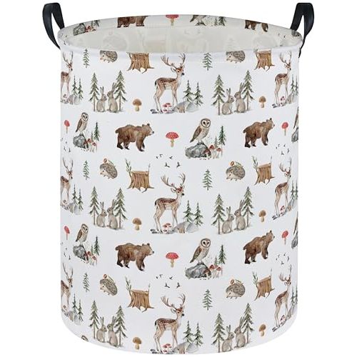 DDBASKET Kids Laundry Basket Animal Hamper for Nursery Woodland Hamper Cute Kids Storage Bin Organizer Room Decor for Home(Woodland animal)