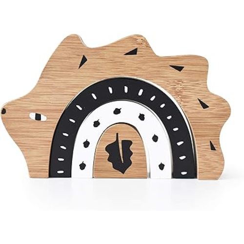 Wee Gallery Bamboo Nesting Hedgehog, Building and Stacking Blocks, Arc Stacker and Balance Toy for Child Motor Skills, Problem Solving, Play, and Nursery Decor (for Kids Age 18 Months and up)