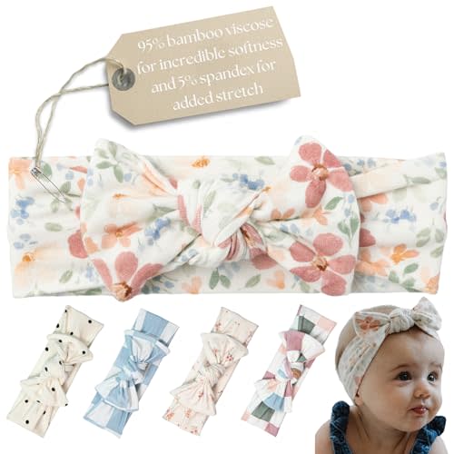 Ada Joy Baby Girl Bows and Headbands - Premium Quality & Stylish Design Toddler Headbands with Soft, Stretchy Bamboo - Newborn Baby Bows 0-6 Months