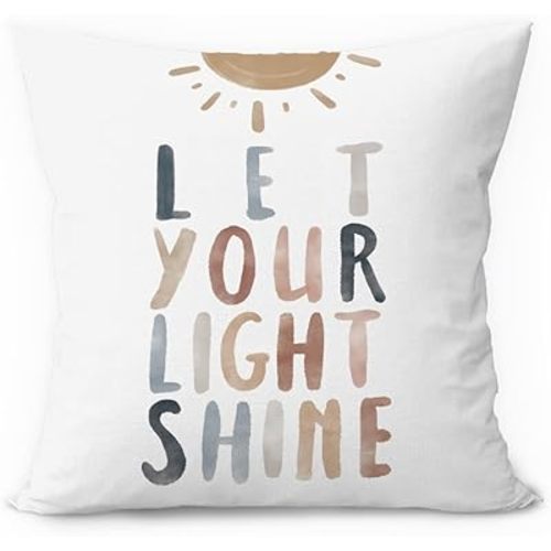 Bible Pillow Cover 18x18, Let Your Light Shine Religious Throw Pillow Case, Boho Classroom Decor, Inspirational Bible Verses Watercolor Decor for Nursery Playroom Kids Room