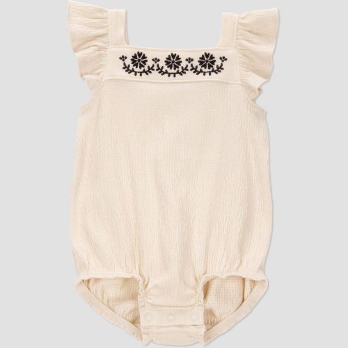 Carter's Just One You® Baby Girls' Romper with Embroidery - Black/Ivory 3M