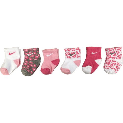 Nike Little Girls Lightweight Ankle Socks 6 Pack (Pink(NN0662-AA7)/White, 12-24 Months)