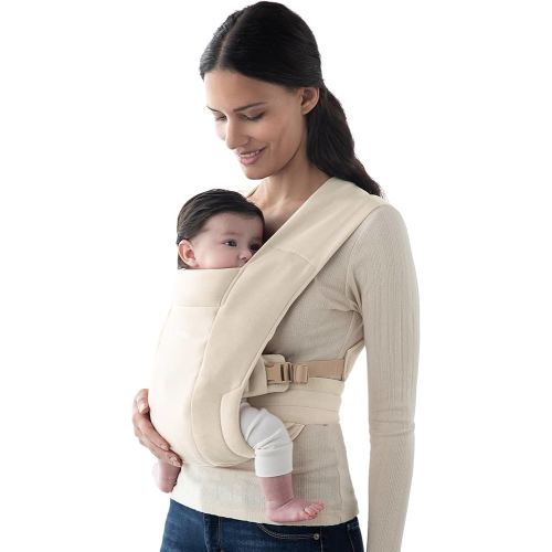 Ergobaby Embrace Baby Carrier Newborn to Toddler - Lightweight Ergonomic Baby Carriers - Cozy Essentials (7-25 Pounds), Ponte Knit, Cream