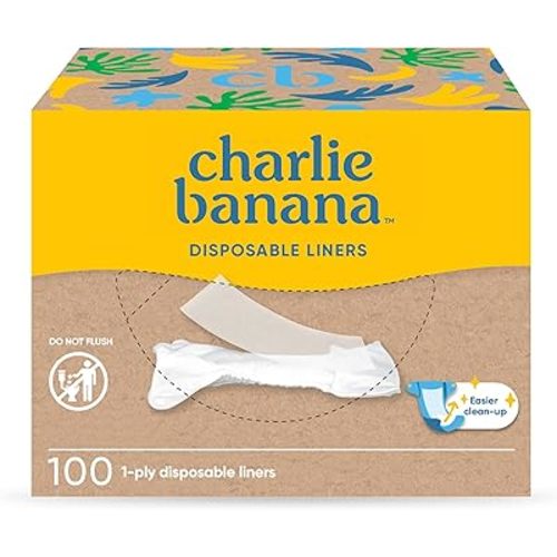 Charlie Banana Baby Disposable Cloth Diaper Liners and Baby Wipes, Unscented, 100 Count Pack