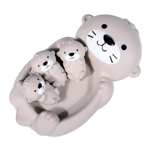 BINGLI Otter Bath Toy Set, 1 Mother Otter and 3 Baby Otters, Lovely Otter Family Tub Toy Parent-Child Otter Floating Water Toy Soft Squeeze Bathtub Toy for Babies