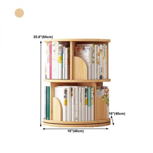 Round Rotatable Bookcase Wooden Closed Storage Bookshelf for Home Office, 16" / 18" W - Natural 16"L x 16"W x 25.5"H