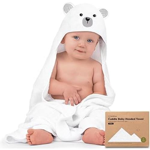 KeaBabies Baby Hooded Towel - Viscose Derived from Bamboo Baby Towel, Toddler Bath Towel, Infant Towels, Large Hooded Towel, Organic Baby Towels with Hood for Girls, Babies, Newborn Boys (Polar)