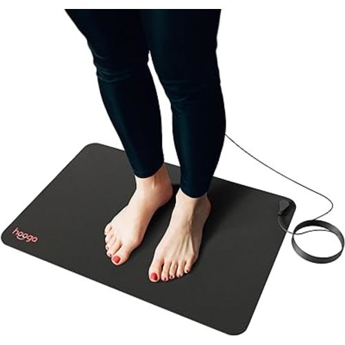 Hooga Grounding Mat – Conductive Carbon Pad for Sleep, Energy, Pain Relief, Inflammation, and Wellness. Connect to Earth Indoors. 15 Ft Grounding Cord Included, 24" x 16" Size
