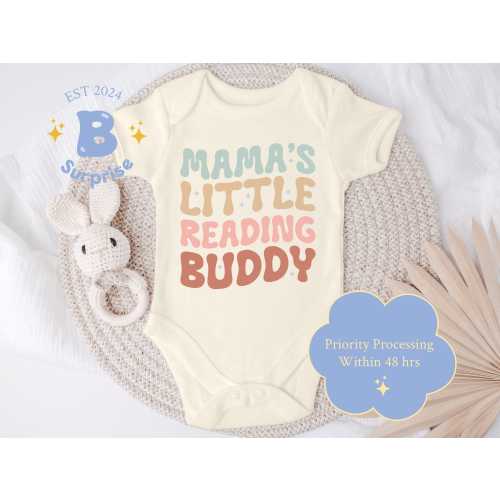 Mama's Little Reading Buddy Onesie® | Book Lover Girl Baby Gift | Librarian Baby Shower Gift | Cute Reading Bodysuit